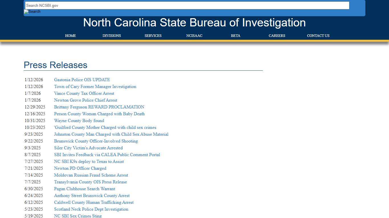 NCSBI - Press Releases